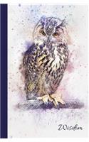 Wisdom: Long Eared Owl Journal/Notebook 5.25"x8"(10 Watercolor Journal)