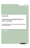 Förderung der Hausaufgabenkultur in einem 3. Schuljahr