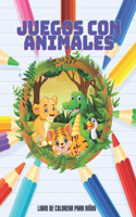 JUEGOS CON ANIMALES - Libro De Colorear Para Niños