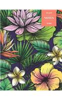 Dot Grid Notes 110 Pages: Vintage Floral Premium Notebook for Professionals and Students, Teachers and Writers - Bright Tropical Palms and Water Lily Pattern
