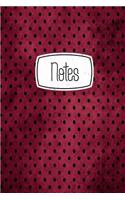 Notes: Gothic Grunge Red Polka Dot Print 120 Blank Lined Page Softcover Notes Journal, College Ruled Composition Notebook, 6x9 Blank Line Design Cover Note