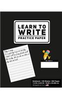 Learn To Write Practice Paper: Solid Black - Primary Journal Writing Tablet Notebook For Kids - For Alphabet ABC Handwriting Practice- For Home & School [Classic]
