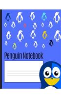 Penguin Notebook: College Ruled Line Paper Composition Notebook Beautiful Penguin Desing, School Office Home Student Teacher, Back To School Blue Cover (8.5 x11) 120 