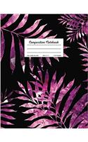 Composition Notebook - College Ruled, 8.5 x 11: Purple Journal With Tropical Palm Leaves