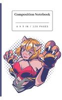 Composition Notebook: Anime Cat Girl College Ruled Notebook