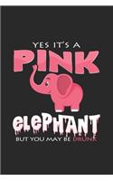 Pink elephant drunk: 6x9 Elephants - lined - ruled paper - notebook - notes