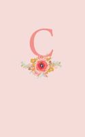 C: A Simple Pink Floral Monogram Sketchbook - 110 Sketchbook Pages (6 x 9) - Floral Watercolor Monogram Sketch Notebook - Personalized Initial Letter J