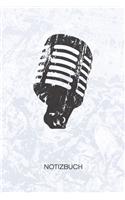 Notizbuch: A5 Kariert - Oldie Liebhaber Heft - Musik Notizheft 120 Seiten KARO - Retro Mic Notizblock Altes Mikrofon Motiv - Stimmungsmacher Geschenk