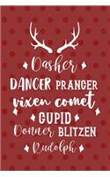 Dasher Dancer Prancer Vixen comet Cupid Sonner Blitzen Rudolph