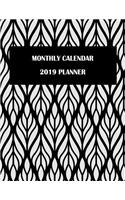 Monthly Calendar 2019 Planner: Black Art Floral, Monthly Calendar Book 2019, Weekly/Monthly/Yearly Calendar Journal, Large 8.5" x 11" 365 Daily journal Planner, 12 Months Calendar