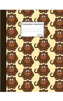 Monkey Composition Notebook: Modern Cartoon Animal Quadrille Paper Book for School and Work, Journaling and Writing Notes for Girls, Boys and Teens, for Students and Teachers