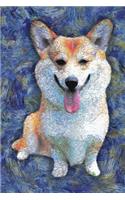 Corgi: Notebook Blank College-Ruled Lined in Van Gogh Starry Night Art Style(12 6 X 9 Dog Journals for Writing Journaling & Note-Taking)