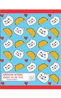 Composition Notebook Rosemary Cat and Tacos Red and Blue