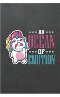 An Ocean of Emotion: Blank Wide Ruled with Line for Date Notebooks and Journals (Crying Unicorn Cover Edition)