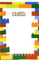 Keith: Personalized Building Brick Blood Sugar Diet Diary Journal Log Featuring 120 Pages 6x9