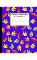 Unruled Composition Notebook 8" x 10". 120 Pages. Falling Autumn Leaves Pattern