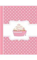 Pink Polka Dot Cupcake Composition Book: 5x5 Quad Rule Graph Paper, 202 Pages (7.44" X 9.69")