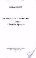 de Existentia Substantiali in Doctrina S. Thomae Aquinatis