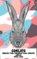 Dibujos para colorear para adultos - Nivel fácil - Animal - Conejito