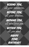 Behind You All Your Memories Before You All Your Dreams Happy 22nd Birthday
