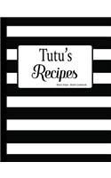 Tutu's Recipes Black Stripe Blank Cookbook