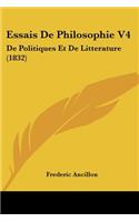 Essais De Philosophie V4