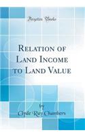 Relation of Land Income to Land Value (Classic Reprint)