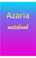Azaria: Blank Notebook - Wide Ruled Lined Paper Notepad - Writing Pad Practice Journal - Custom Personalized First Name Initial A Blue Purple Gold - Taking 