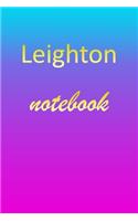 Leighton: Blank Notebook - Wide Ruled Lined Paper Notepad - Writing Pad Practice Journal - Custom Personalized First Name Initial L Blue Purple Gold - Taking 