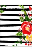 Red Watercolor Flowers Undated Calendar and Monthly Year Perpetual Minimalist Planner Organizer