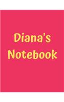 Diana's Notebook: Pink Cover, College Ruled, 100 Sheets, 8.5" x 11" (Letter Size), White Paper(94 Women's Custom Names)