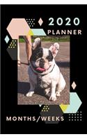 2020 Planner Months Weeks: Panting French Bulldog Planner, Cute 2020 Book, Cute Animal Organizer, Bonus Lines
