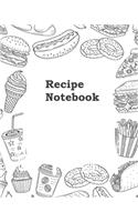 Recipe Notebook: Classic Recipe Book Planner Journal Notebook Organizer Gift - Favorite Family Dessert Serving Ingredients Preparation Bake Time Instructions Reviews