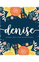 Denise: Notebook - Libreta - Cahier - Taccuino - Notizbuch: 110 pages paginas seiten pagine: Modern Florals First Name Notebook in Orange, Mint & Yellow on 