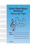 Blank Sheet Music Notebook Manuscript Paper: Musicians Staff Paper Notebook 8.5 x 11 Blue 108 Pages