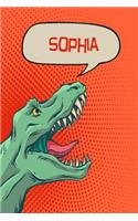 Sophia: Personalized Dino Handwriting Practice Paper for Kids Notebook with Dotted Lined Sheets for K-3 Students 120 Pages 6x9
