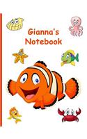 Gianna's Notebook: 7.44 X 9.69, 160 Wide-Ruled Pages