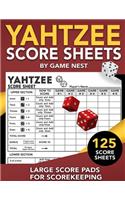 Yahtzee Score Sheets: 125 Large Score Pads for Scorekeeping 8.5" x 11" Yahtzee Score Cards