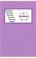 Energetic Versatile Exciting Learned Yearning Noble Notebook: Evelyn Bullet Journal with imitation leather texture cover