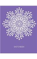 Sketchbook: Mandala On Purple Cover Blank pages, Extra large (8.5 x 11) inches, 110 pages, White paper, Sketch, Draw and Paint