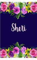 Sheri: Personalized Name Pink Floral Design Matte Soft Cover Notebook Journal to Write In. 120 Blank Lined Pages