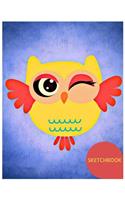 Sketchbook: Cute Owl Sketchbook for Kids to Sketching, Whiting, Drawing, Journaling and Doodling (8.5x11 Inch.) 130 Blank Pages for Children (Yellow&red&blue De