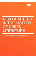 New Chapters in the History of Greek Literature
