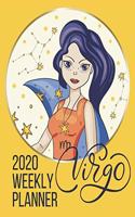 2020 Weekly Planner: Zodiac Signs and Symbols Artwork on cover of Minimalist Design Horizontal Weekly Productivity Planner Virgo