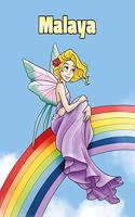 Malaya: Personalized Composition Notebook - Wide Ruled (Lined) Journal. Rainbow Fairy Cartoon Cover. For Grade Students, Elementary, Primary, Middle School,