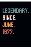 Blank Lined Journal, Notebook, Diary, Planner - Legendary Since June 1977 - 42nd Birthday Gift For 42 Years Old Men and Women born in June: Medium College-Ruled Journey Diary, 110 page, Lined, 6x9 (15.2 x 22.9 cm)
