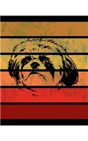 Shih Tzu Retro Stripes Notebook: Dog Lovers Blank Lined Journal Note Pad 8x10