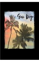 San Diego: California Christmas Notebook With Lined Wide Ruled Paper For Taking Notes. Stylish Tropical Travel Journal Diary 6 x 9 Inch Soft Cover. For Home, W