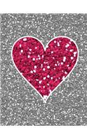 Glitter Heart Notebook - Blank Unlined