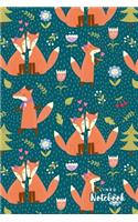 Lined Notebook: Cute Fox Pattern Notebook Journal College Ruled Blank Lined (6 X 9) Small Composition Book for School Planner Diary Writing Notes